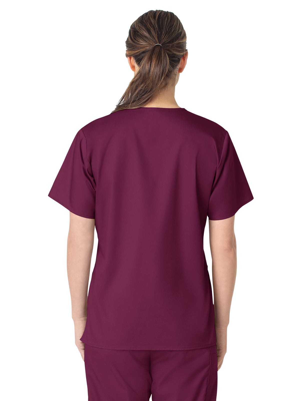 Women's Four-Pocket V-Neck Top - 101 - Wine