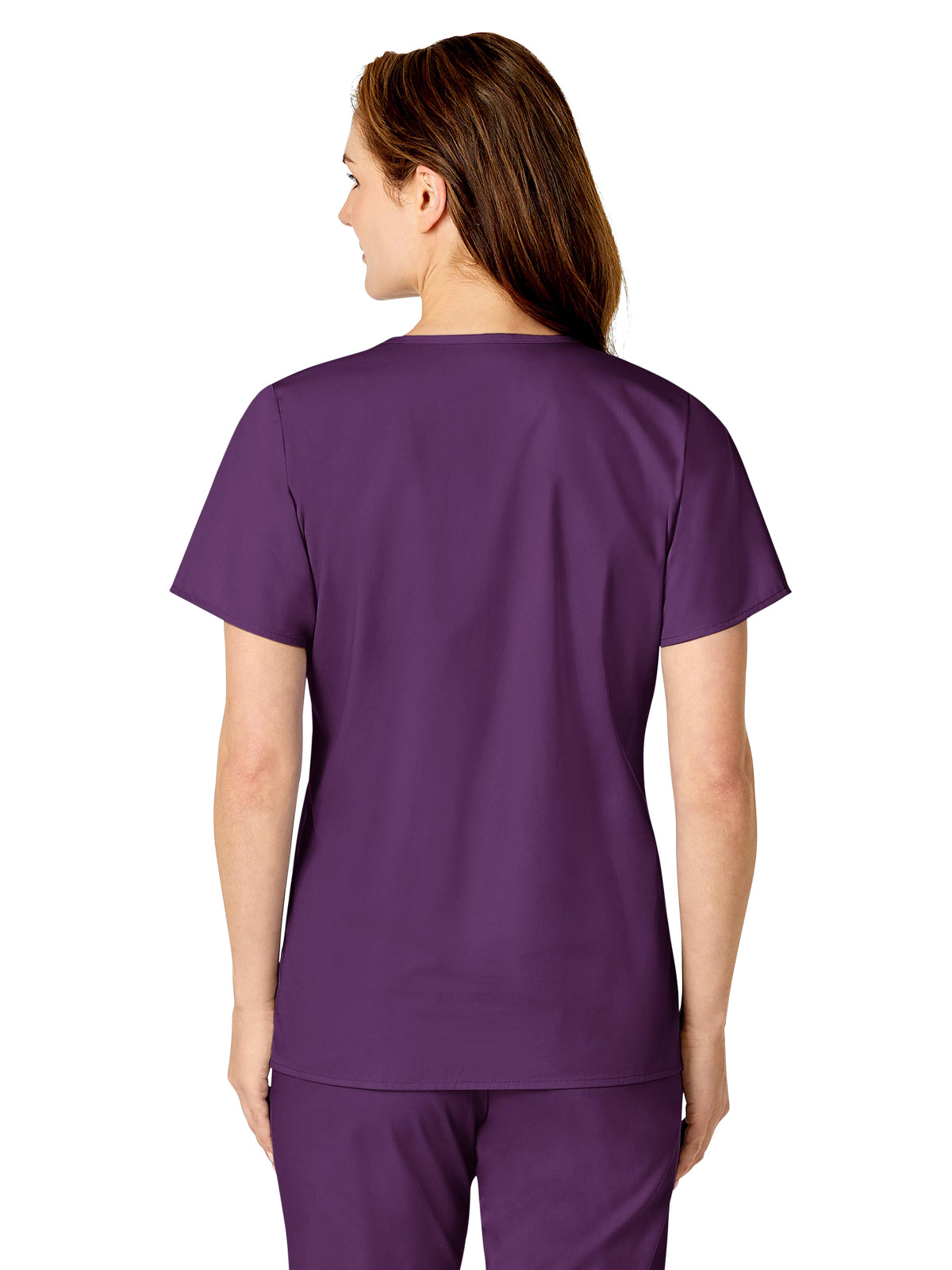 Women's Three-Pocket Mock Wrap Top - 102 - Eggplant