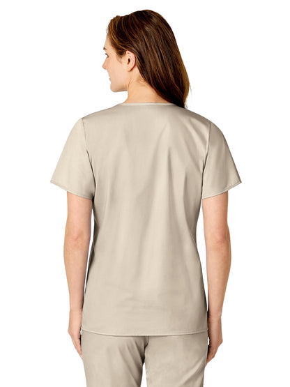 Women's Three-Pocket Mock Wrap Top - 102 - Khaki