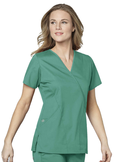 Women's Three-Pocket Mock Wrap Top - 102 - Surgical Green