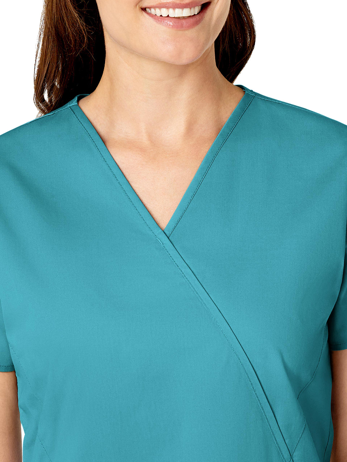 Women's Three-Pocket Mock Wrap Top - 102 - Teal