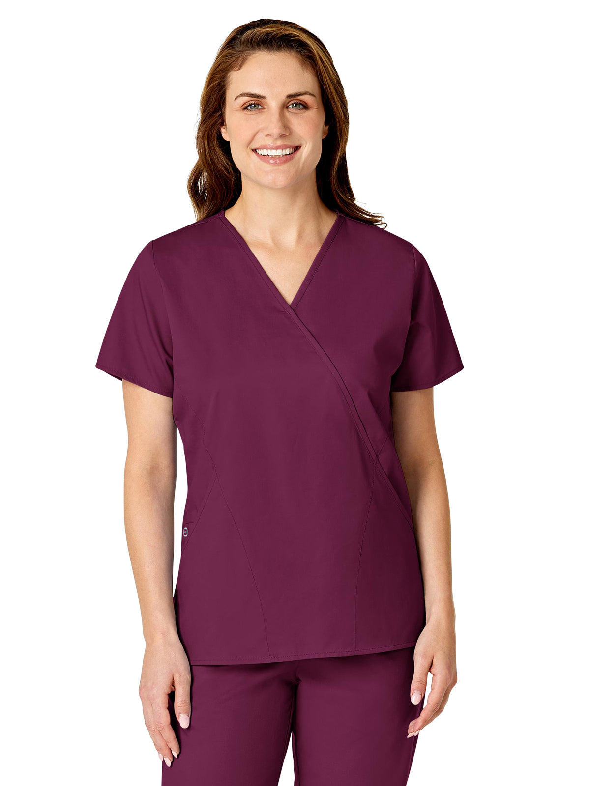 Women's Three-Pocket Mock Wrap Top - 102 - Wine