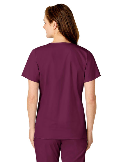 Women's Three-Pocket Mock Wrap Top - 102 - Wine