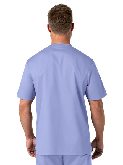 Men's Four-Pocket Modified V-Neck Top - 103 - Ceil Blue