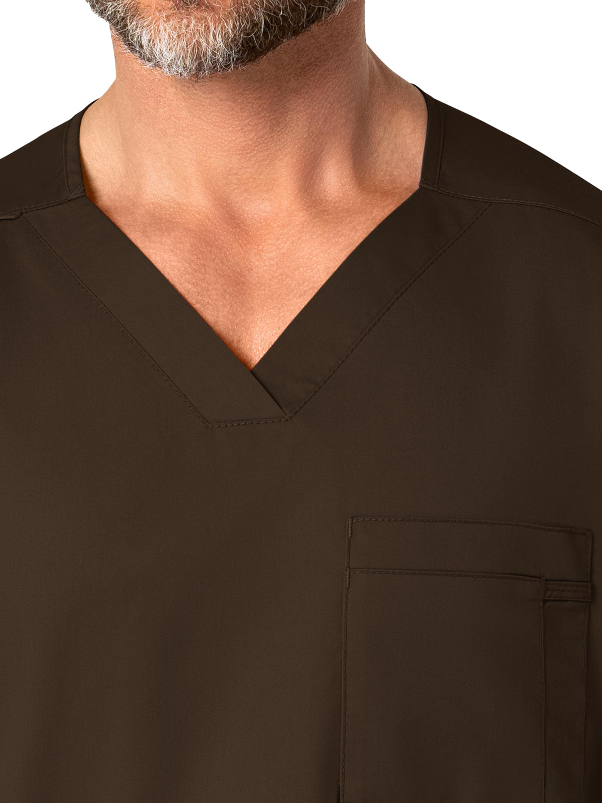 Men's Four-Pocket Modified V-Neck Top - 103 - Chocolate