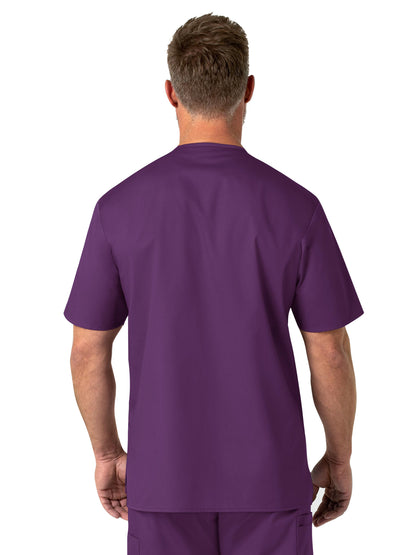 Men's Four-Pocket Modified V-Neck Top - 103 - Eggplant