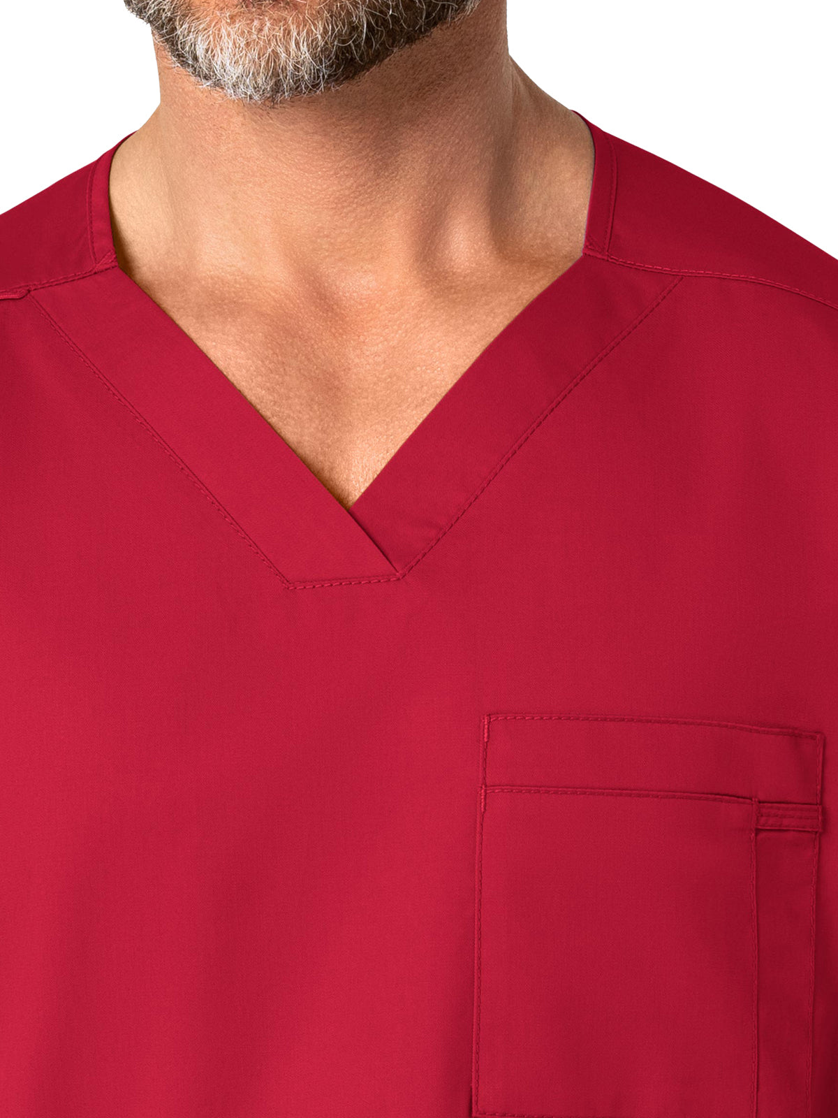 Men's Four-Pocket Modified V-Neck Top - 103 - Red