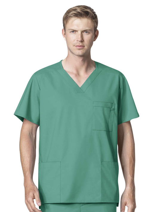 Men's Four-Pocket Modified V-Neck Top - 103 - Surgical Green