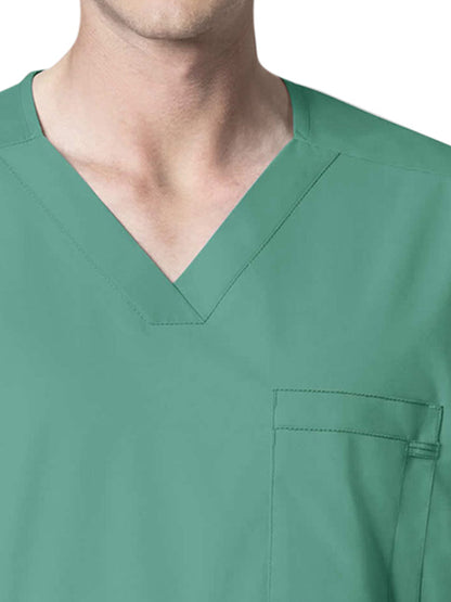 Men's Four-Pocket Modified V-Neck Top - 103 - Surgical Green