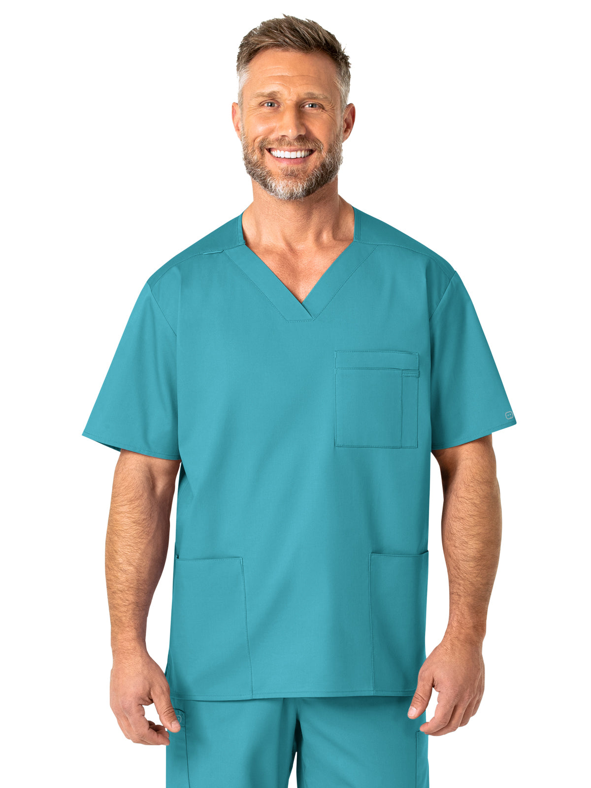 Men's Four-Pocket Modified V-Neck Top - 103 - Teal