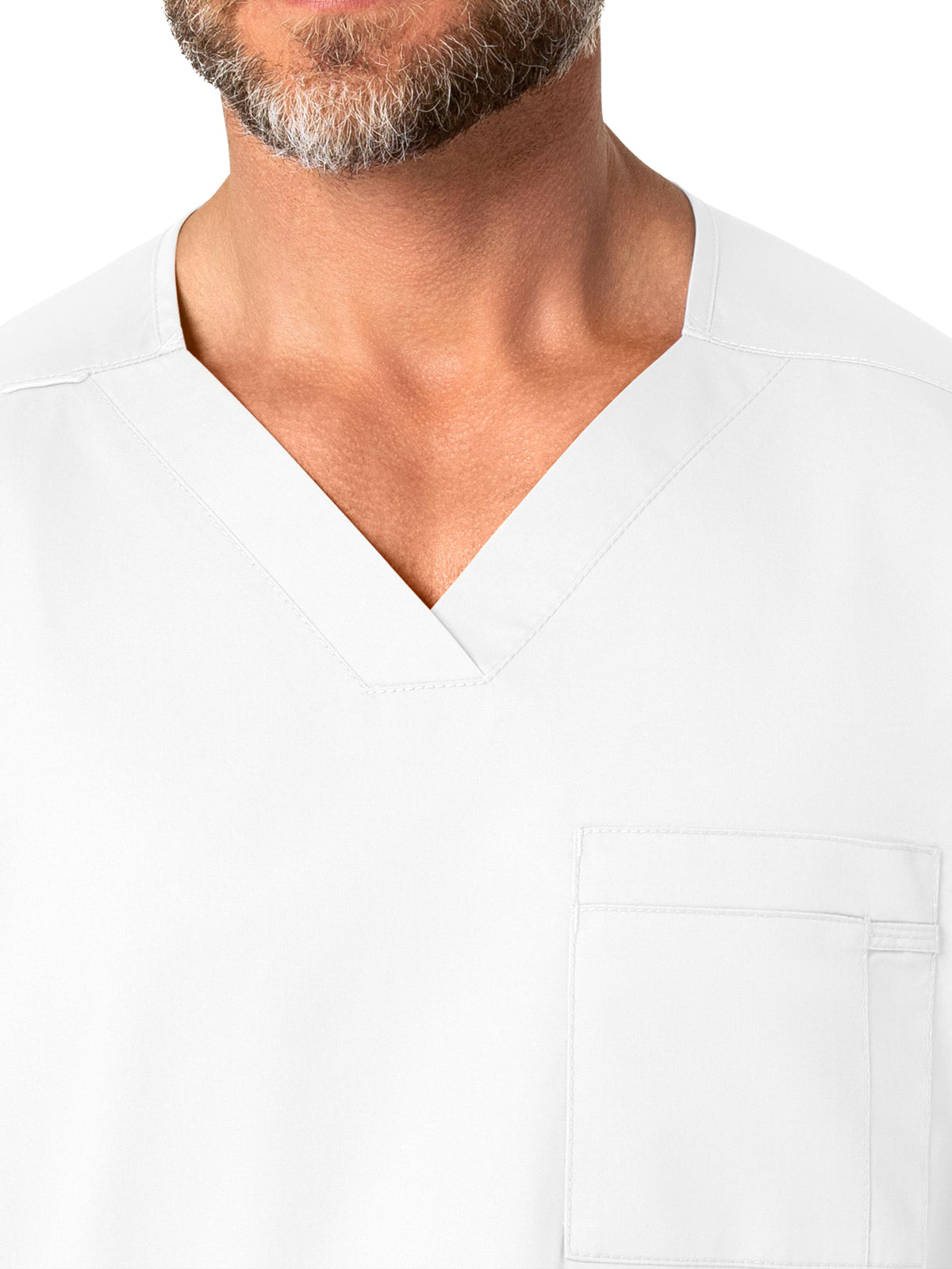 Men's Four-Pocket Modified V-Neck Top - 103 - White