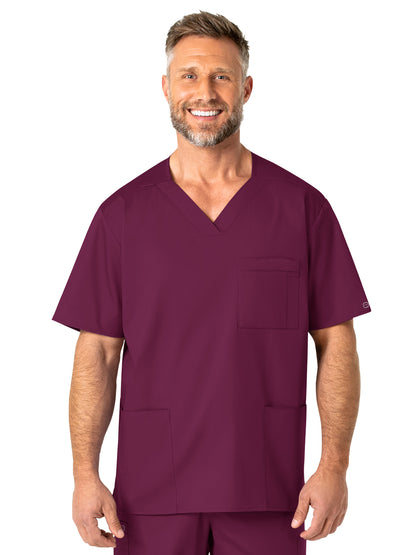 Men's Four-Pocket Modified V-Neck Top - 103 - Wine