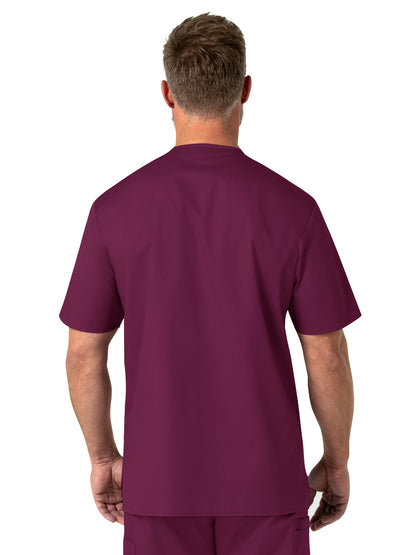 Men's Four-Pocket Modified V-Neck Top - 103 - Wine