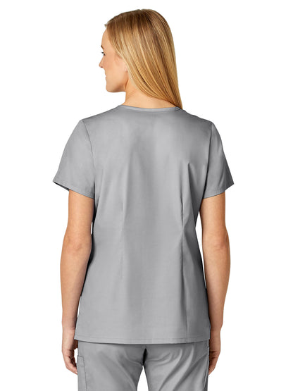 Women's Four-Pocket V-Neck Top - 105 - Grey