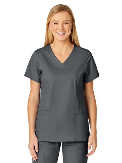 Women's Four-Pocket V-Neck Top - 105 - Pewter