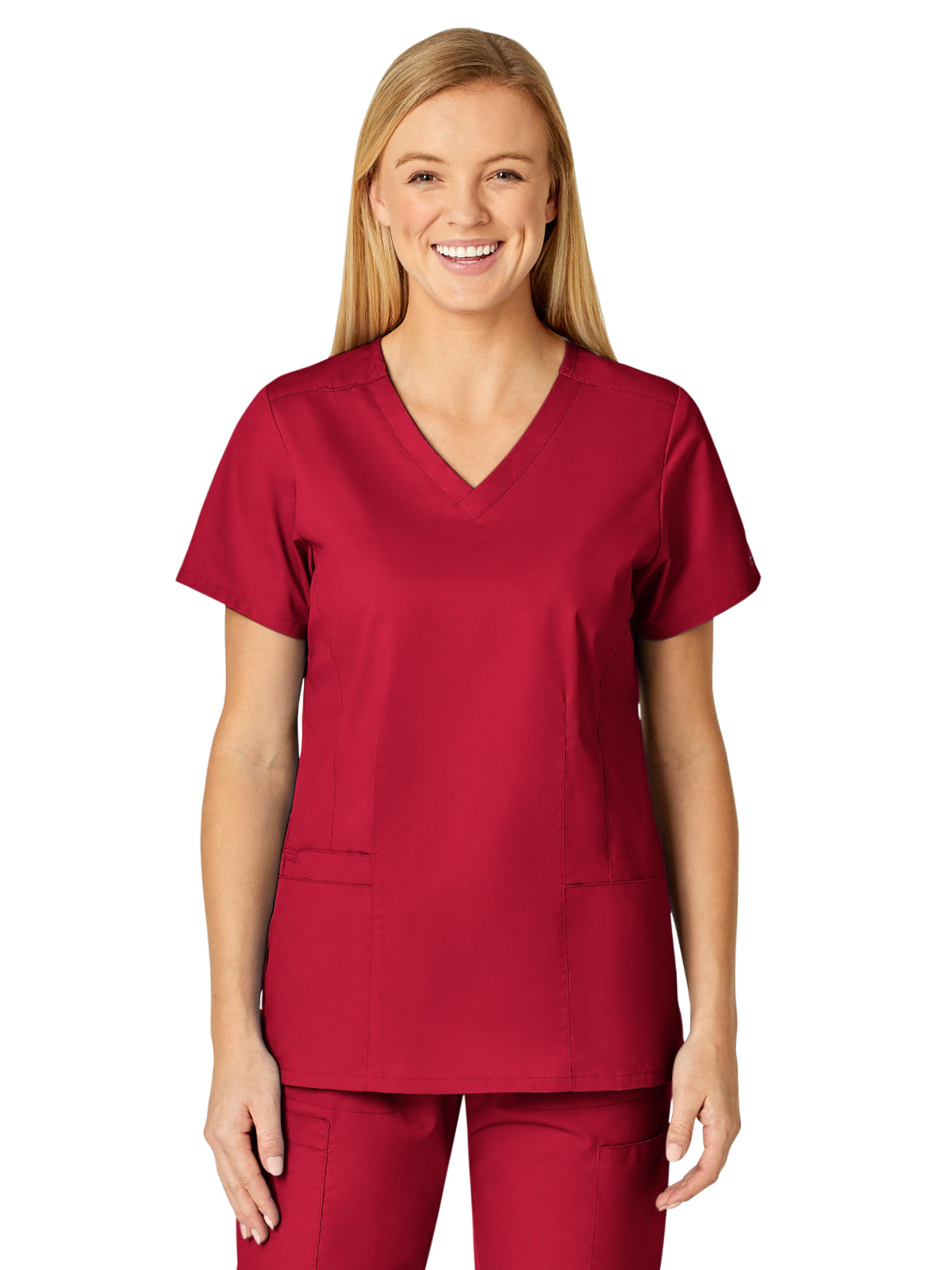 Women's Four-Pocket V-Neck Top - 105 - Red