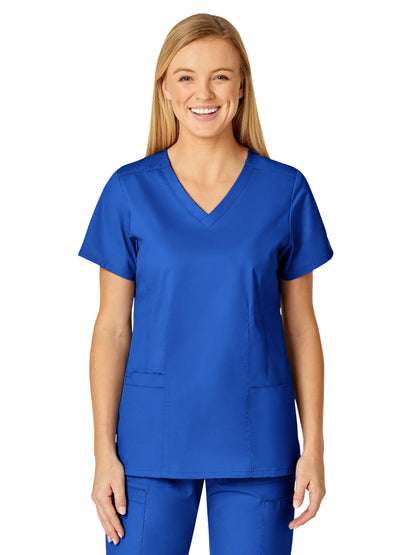 Women's Four-Pocket V-Neck Top - 105 - Royal