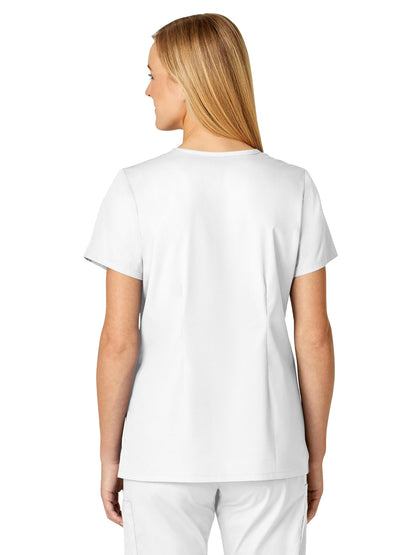 Women's Four-Pocket V-Neck Top - 105 - White