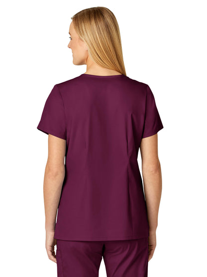 Women's Four-Pocket V-Neck Top - 105 - Wine