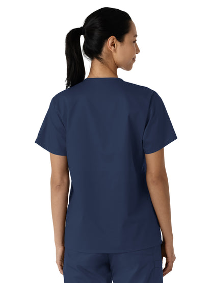 Women's Three-Pocket Curved V-Neck Scrub Top - 106 - Navy