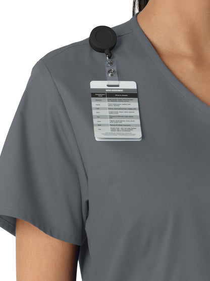 Women's Three-Pocket Curved V-Neck Scrub Top - 106 - Pewter