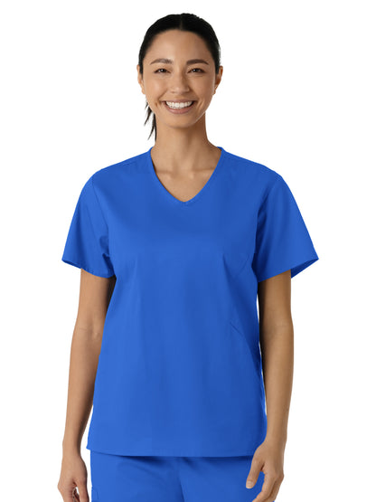 Women's Three-Pocket Curved V-Neck Scrub Top - 106 - Royal