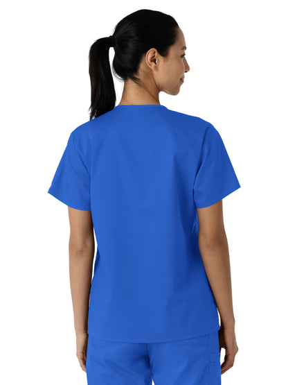 Women's Three-Pocket Curved V-Neck Scrub Top - 106 - Royal