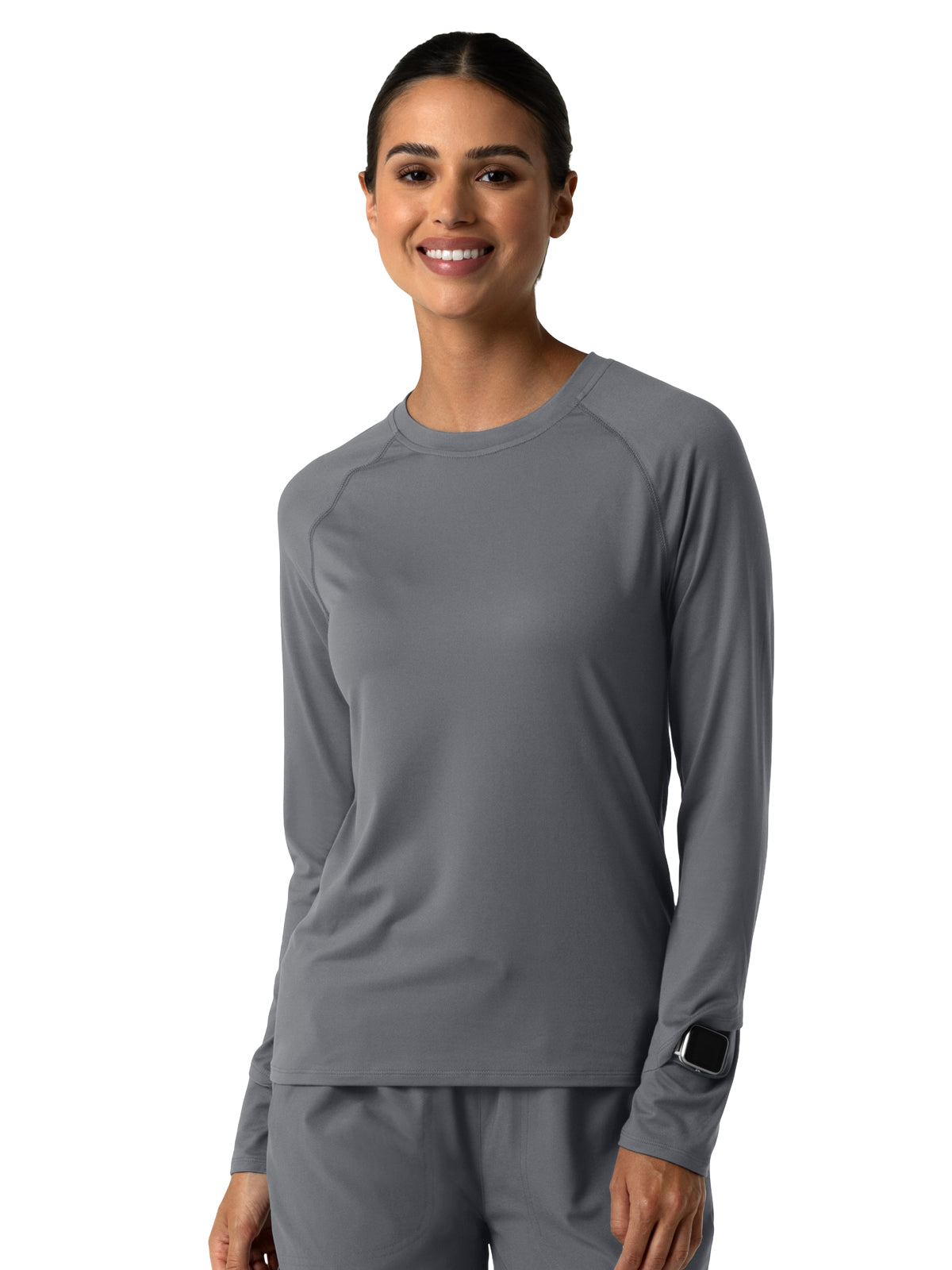 Women's Watch Window Long Sleeve Underscrub Tee - 2139 - Pewter