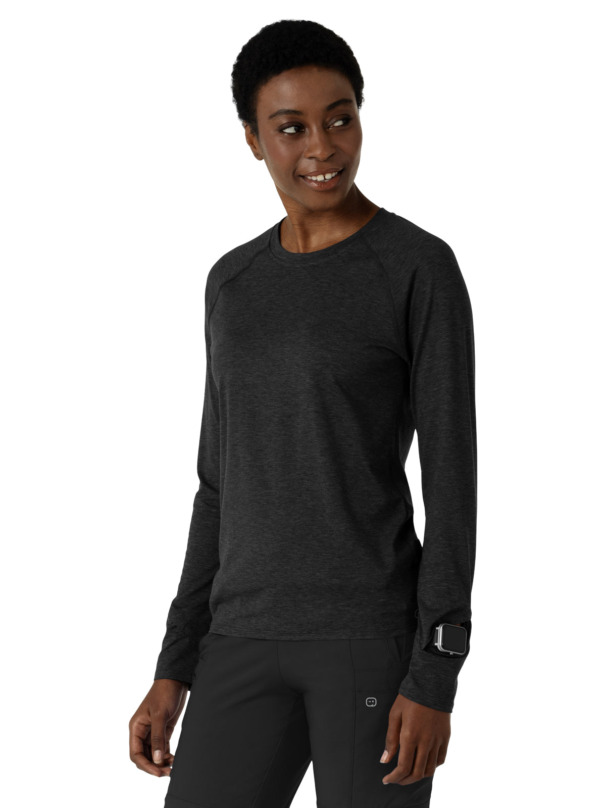 Women's Watch Window Long Sleeve Underscrub Tee - 2139 - Pewter Heather