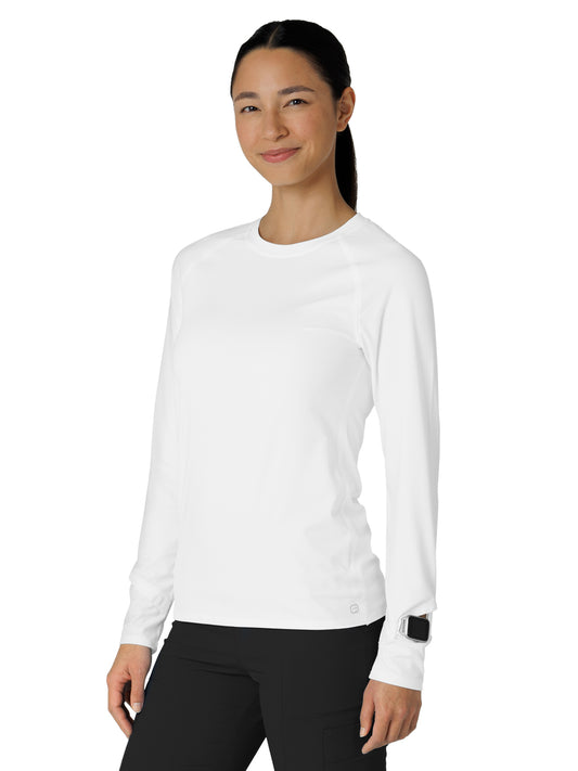 Women's Watch Window Long Sleeve Underscrub Tee - 2139 - White