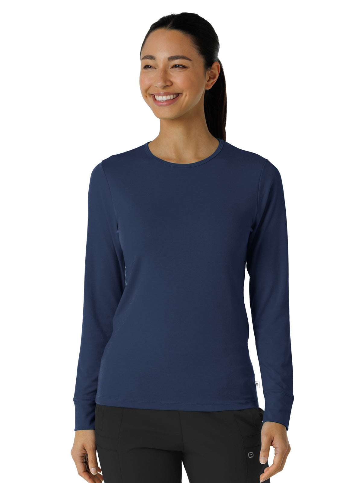 Women's Essential Layer Long Sleeve Underscrub Tee - 2189 - Navy
