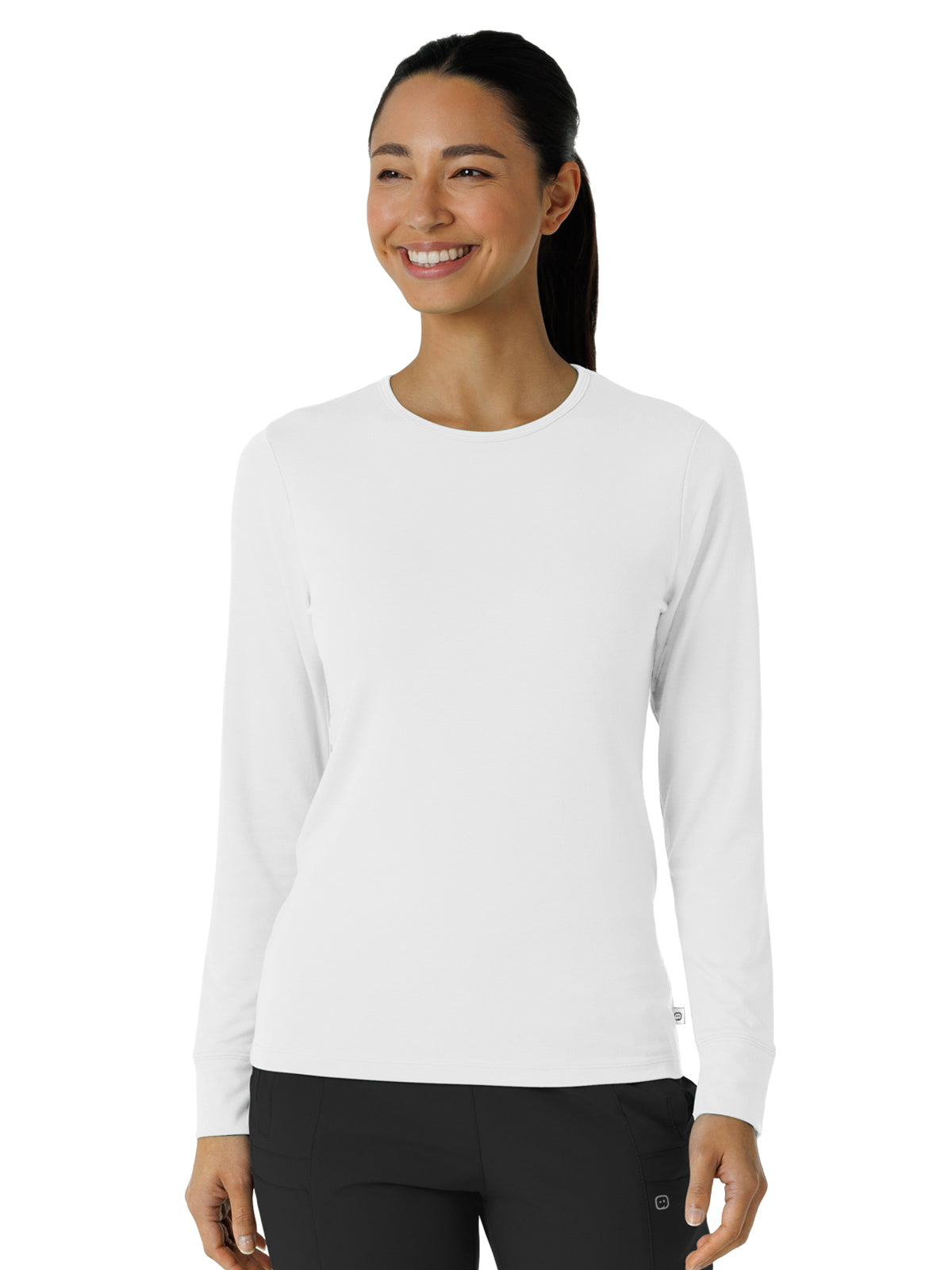 Women's Essential Layer Long Sleeve Underscrub Tee - 2189 - White