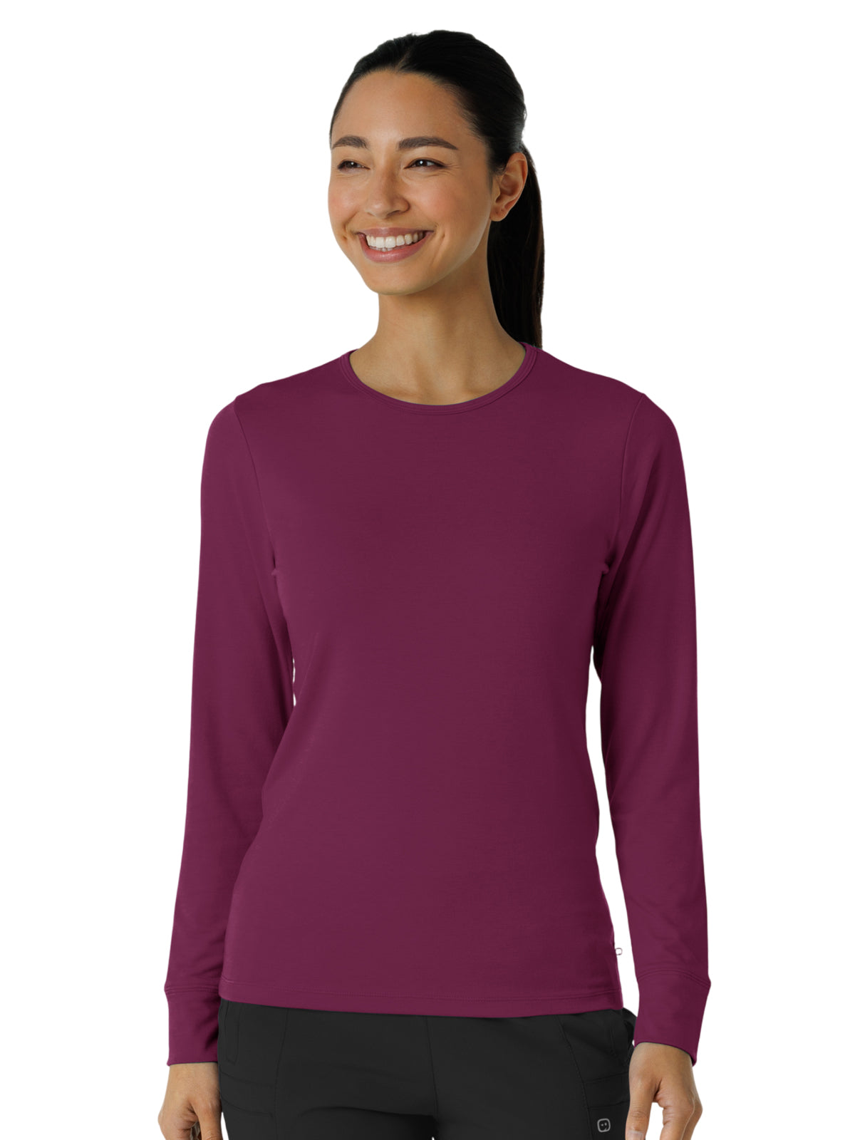 Women's Essential Layer Long Sleeve Underscrub Tee - 2189 - Wine