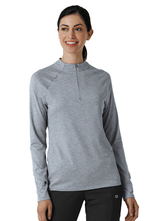 Women's Watch Window Quarter Zip Top - 2239 - Grey Heather