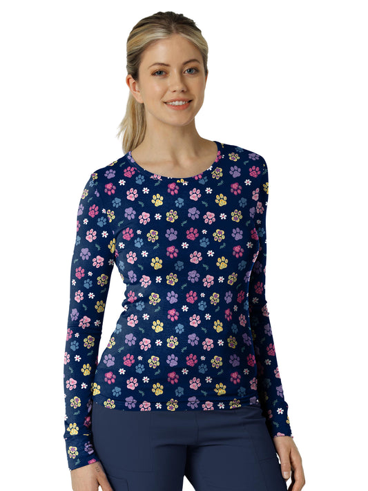 Women's Silky Underscrub Tee - 2409 - Springtime Stroll Navy