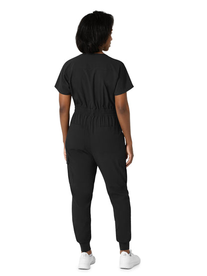 Women's Seven-Pocket Cargo Jogger Scrub Jumpsuit - 3234 - Black