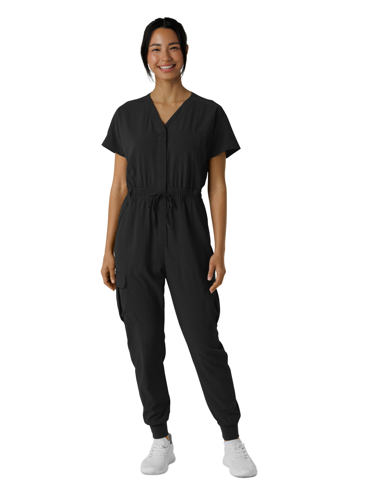 Women's Seven-Pocket Cargo Jogger Jumpsuit - 3234 - Black