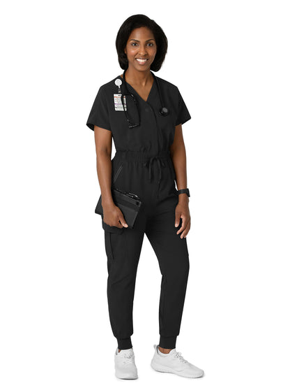 Women's Seven-Pocket Cargo Jogger Scrub Jumpsuit - 3234 - Black