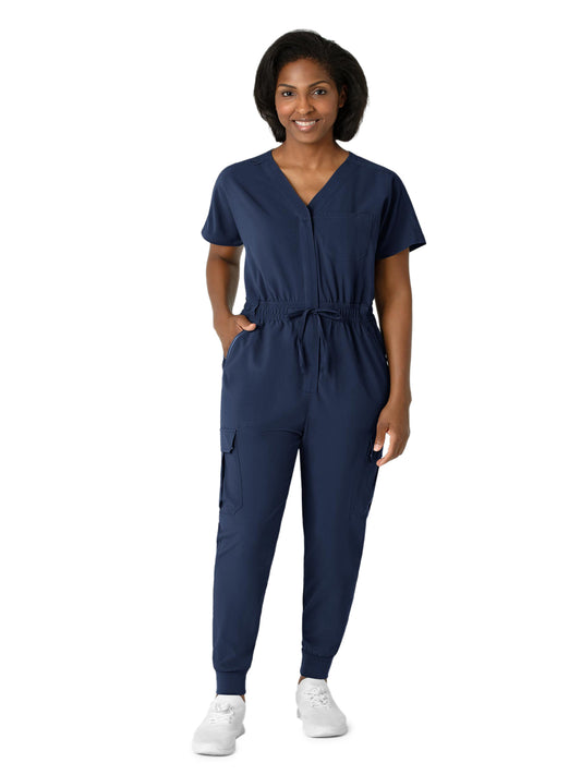 Women's Seven-Pocket Cargo Jogger Scrub Jumpsuit - 3234 - Navy