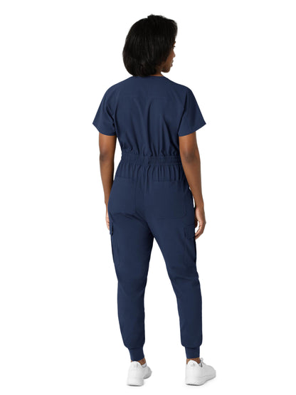 Women's Seven-Pocket Cargo Jogger Scrub Jumpsuit - 3234 - Navy