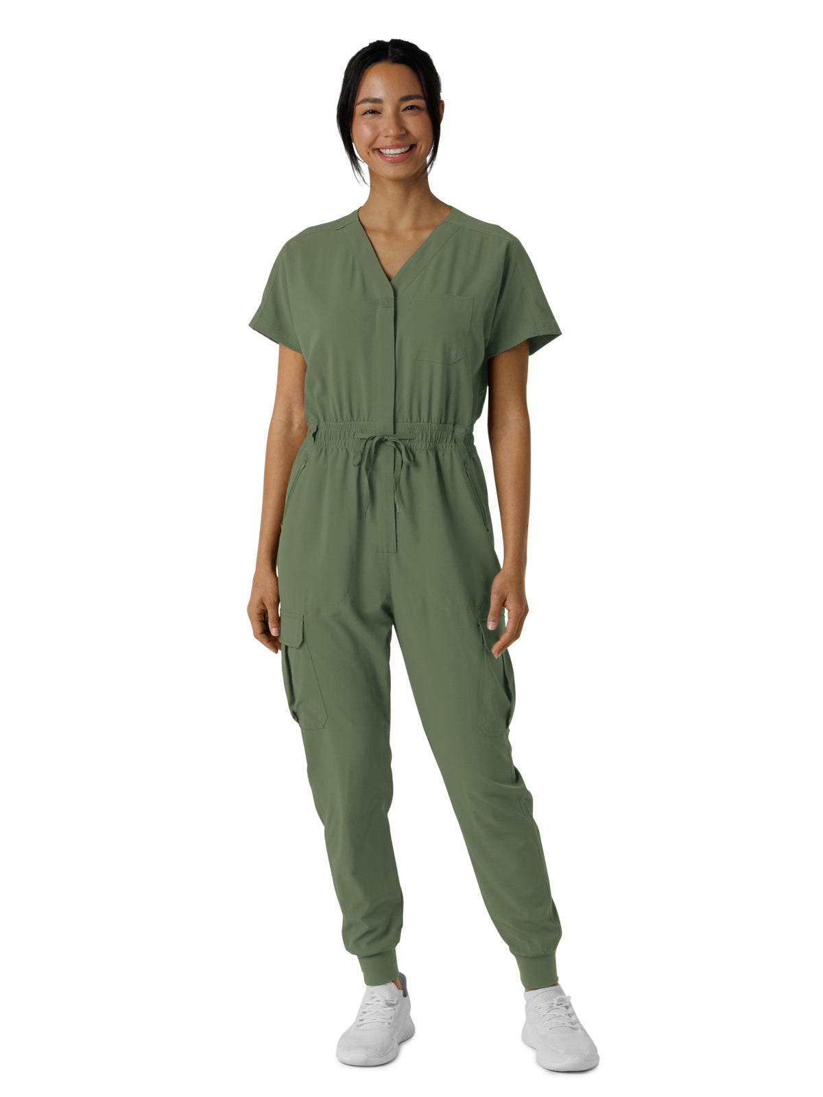 Women's Seven-Pocket Cargo Jogger Jumpsuit - 3234 - Olive
