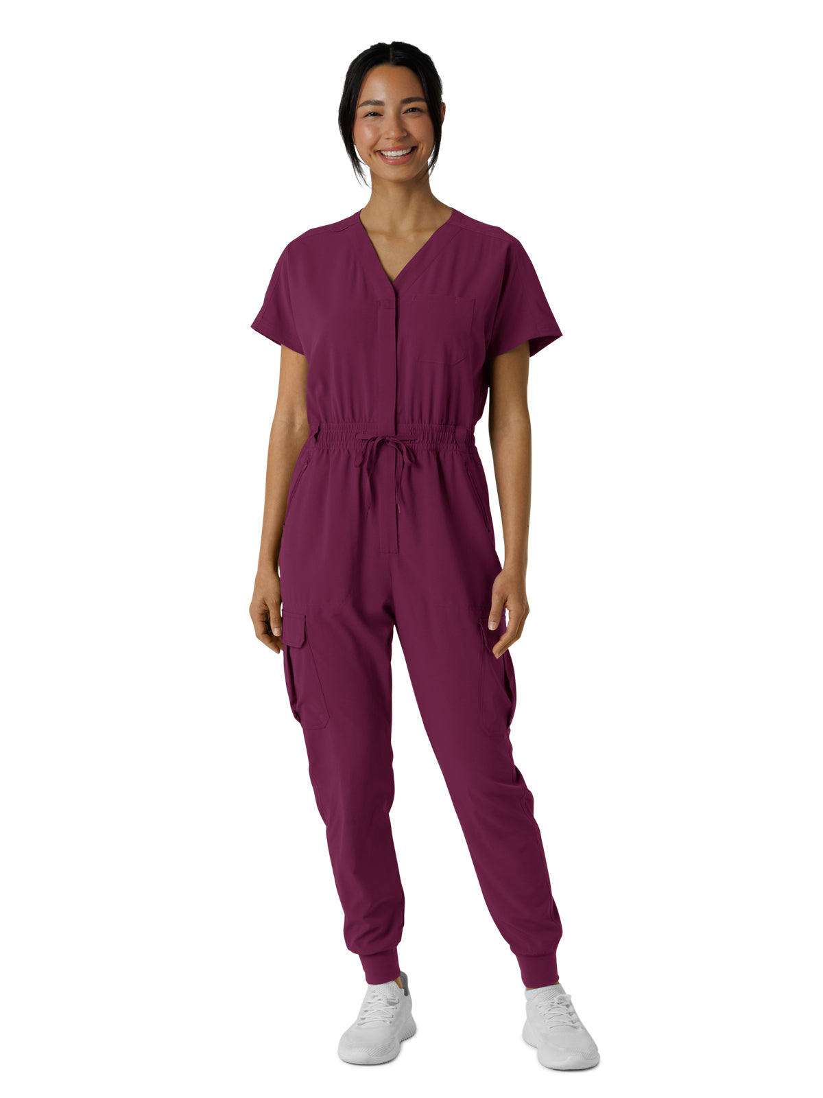 Women's Seven-Pocket Cargo Jogger Jumpsuit - 3234 - Wine