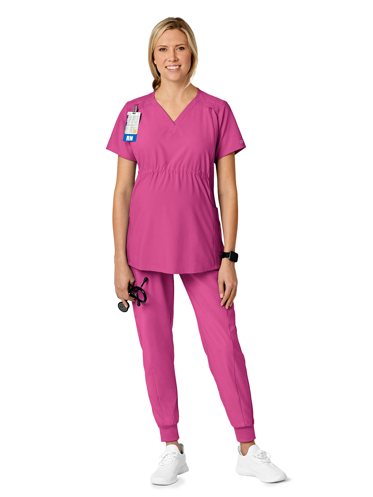 Women's Five-Pocket Maternity Top - 4555 - Hot Pink