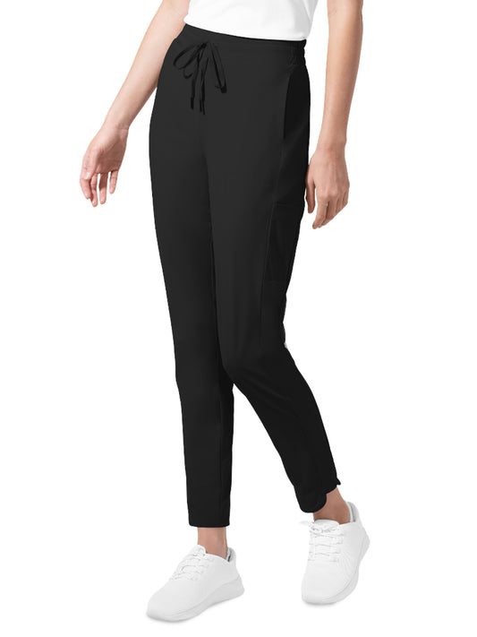 Women's Five Pocket Pulse High Rise Tapered Scrub Pant - 5170 - Black