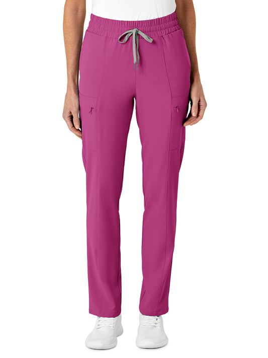 Women's Five-Pocket High Waist Slim Cargo Pant - 5334 - Raspberry