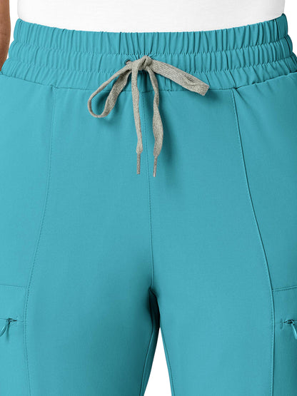 Women's Five-Pocket High Waist Slim Cargo Pant - 5334 - Teal Blue