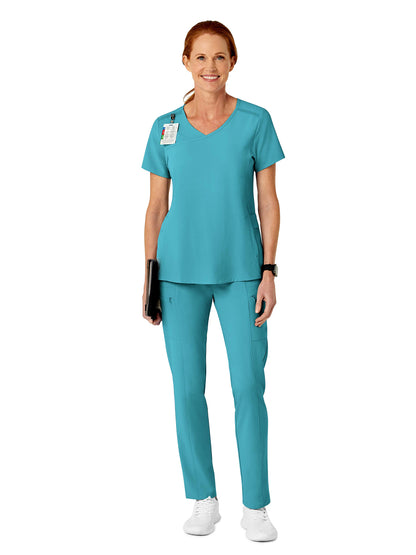 Women's Five-Pocket High Waist Slim Cargo Pant - 5334 - Teal Blue