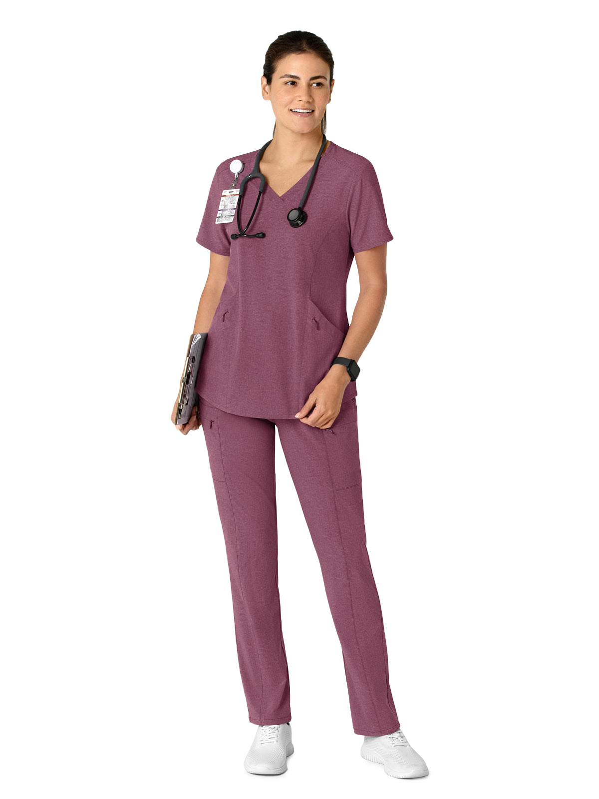 Women's Five-Pocket High Waist Slim Cargo Pant - 5334 - Wine Heather