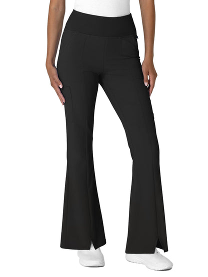 Women's Seven-Pocket Front Slit Flare Scrub Pant - 5534 - Black