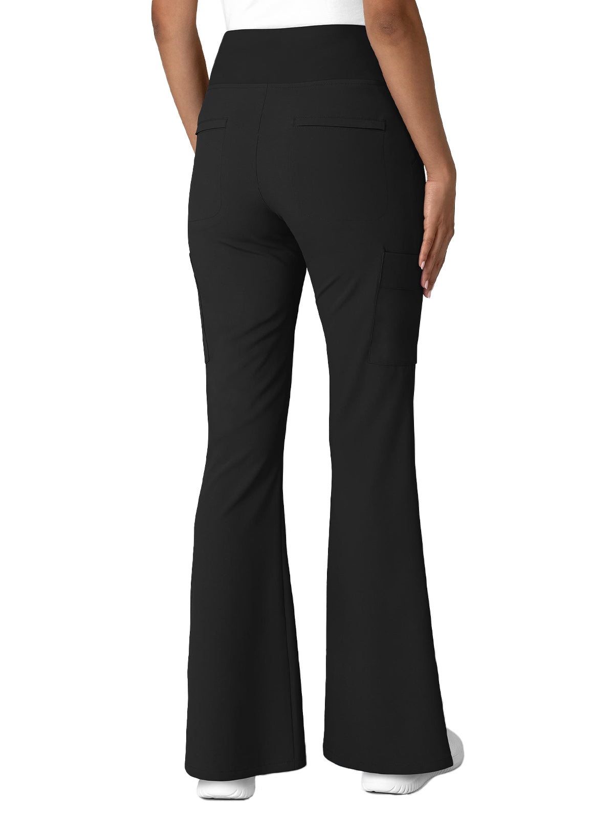 Women's Seven-Pocket Front Slit Flare Scrub Pant - 5534 - Black